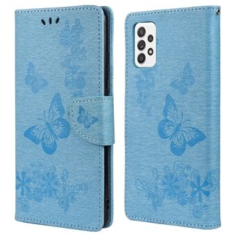 For Samsung Galaxy A33 5G Butterfly Flower Imprinted Shockproof Leather Case Phone Protector with Stand Wallet