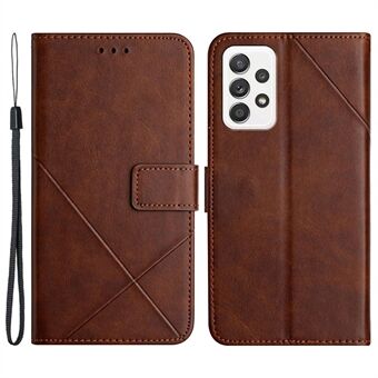 For Samsung Galaxy A33 5G Imprinting Lines PU Leather Stand Wallet Phone Case Full Protection Cover