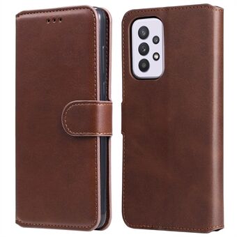 Solid Color Stand Wallet Design Textured Leather Cover + Inner TPU Phone Case for Samsung Galaxy A33 5G