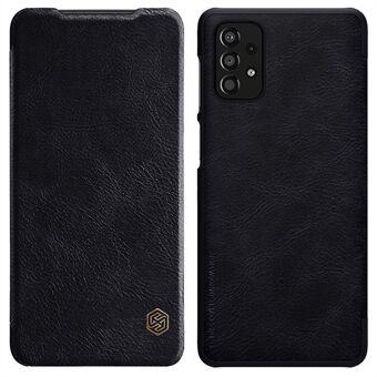 NILLKIN Qin Series Anti-scratch PU Leather + PC Phone Case Anti-drop Phone Cover with Card Holder for Samsung Galaxy A33 5G - Black