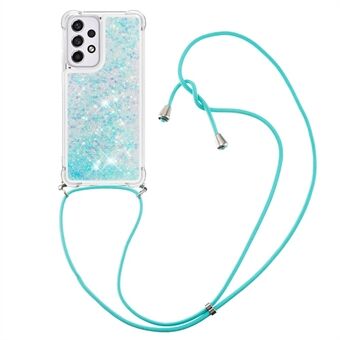 LE1-1 Series Glittering Sequins Quicksand TPU Cover Shell with Long Lanyard Drop-Proof Phone Protective Case for Samsung Galaxy A33 5G