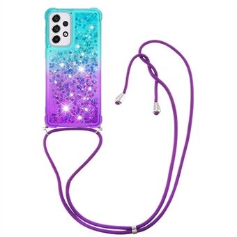 LE3-1 Series Gradient Glittering Sequins Quicksand TPU Cover Shell with Long Lanyard for Samsung Galaxy A33 5G