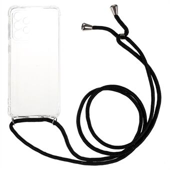 For Samsung Galaxy A33 5G Reinforced Four Corner Transparent TPU Cover Phone Case with Lanyard