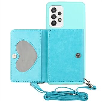 For Samsung Galaxy A33 5G PU Leather Stand Wallet Cover Soft TPU Phone Case with Shoulder Strap