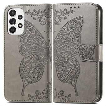 Imprinting Butterfly Flower Leather Case for Samsung Galaxy A33 5G, Wallet Viewing Stand Phone Cover