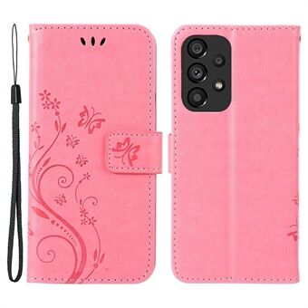 For Samsung Galaxy A33 5G PU Leather Smartphone Case Stylish Imprint Butterflies Wallet Anti-drop Cover