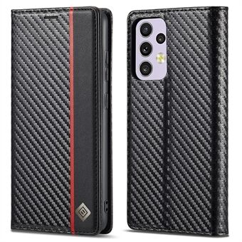 LC.IMEEKE for Samsung Galaxy A33 5G PU Leather Carbon Fiber Texture Flip Case Stand Hidden Magnetic Adsorption Shockproof Wallet Cover