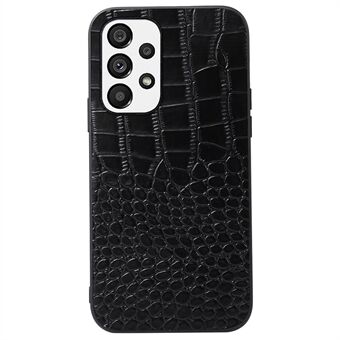 For Samsung Galaxy A33 5G Crocodile Texture Genuine Cowhide Leather Coating Drop-proof Hybrid PC + TPU Case