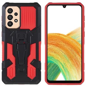 MechWarrior Project for Samsung Galaxy A33 5G Well-protected Anti-fall Built-in Metal Sheet Hybrid Hard PC Soft TPU Case with Back Clip Kickstand