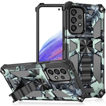 Camouflage Pattern Phone Protective Shell for Samsung Galaxy A33 5G, Magnet Sheet Design Phone Case with Kickstand