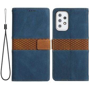 For Samsung Galaxy A33 5G Grid Design Phone Stand Wallet Cover Magnetic Clasp PU Leather Drop-proof Case