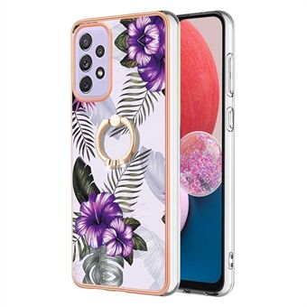 For Samsung Galaxy A33 5G YB IMD Series-6 Marble Pattern Well-protected TPU Case with Ring Kickstand IMD Back Cover