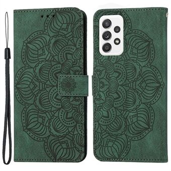 For Samsung Galaxy A33 5G Magnetic Clasp PU Leather Stand Mandala Flower Imprinted Phone Case Wallet Cover