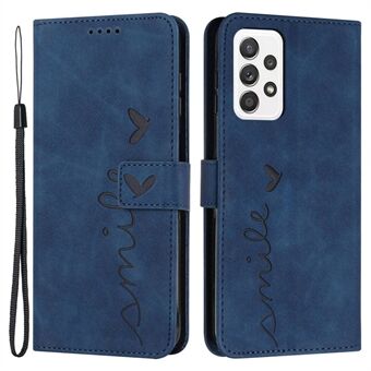 Heart Shape Imprinted Phone Cover for Samsung Galaxy A33 5G, Skin-touch Stand Wallet PU Leather Case