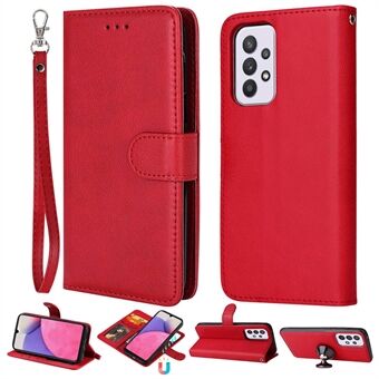 For Samsung Galaxy A33 5G KT Leather Series-3 Detachable Leather Coated TPU Case Stand Wallet PU Leather Phone Cover with Strap