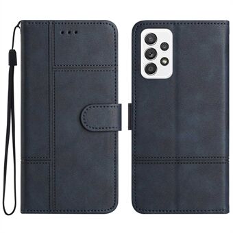 Flip Wallet Case for Samsung Galaxy A33 5G, Business Style Bump Proof Cowhide Texture PU Leather Phone Stand Cover with Strap