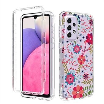 For Samsung Galaxy A33 5G PC Frame + TPU Cover Detachable 2-in-1 Pattern Printing Clear Cellphone Protective Case