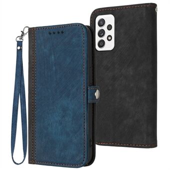 YX0020 For Samsung Galaxy A33 5G Stand Phone Case, Fall Prevention Dual Magnetic Clasp PU Leather Flip Cover Shell with Strap