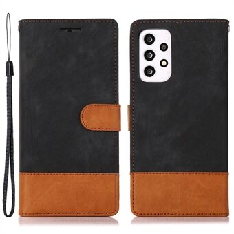 For Samsung Galaxy A33 5G Skin-Touch Feeling Color Splicing Wallet Phone Case PU Leather Folio Flip Stand Cover