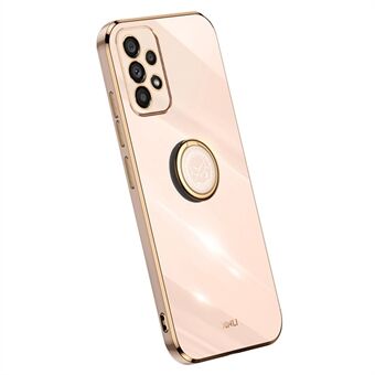 XINLI For Samsung Galaxy A33 5G Anti-scratch Phone Cover Electroplating Golden Edge TPU Phone Case with Ring Kickstand