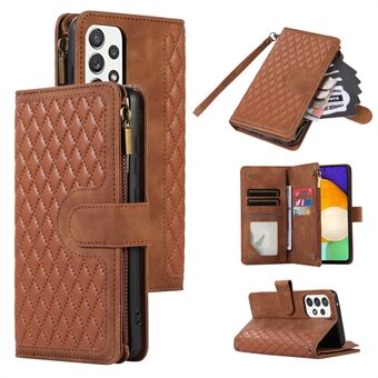 For Samsung Galaxy A33 5G Imprinted Zipper Pocket Leather Cover 9 Card Slots Wallet Stand Phone Case