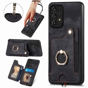 Phone Cover for Samsung Galaxy A33 5G RFID Blocking Card Holder PU Leather+PC+TPU Kickstand Anti-drop Case