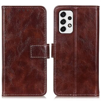 Flip Phone Cover Retro Style Crazy Horse Texture Foldable Stand Leather Phone Wallet Case for Samsung Galaxy A53 5G