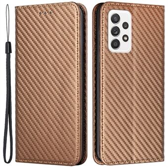 For Samsung Galaxy A53 5G Carbon Fiber Texture Magnetic Auto-absorbed PU Leather Case with Stand Wallet