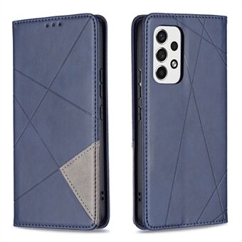 Fully-wrapped Rhombus-like Imprinted Magnetic Closure Card Slots Design Leather Phone Case with Stand for Samsung Galaxy A53 5G