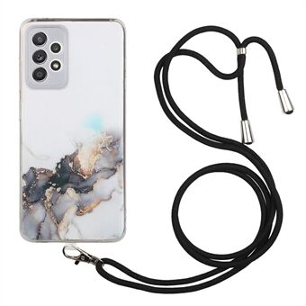 Embossing Marble Pattern Precise Cutout TPU Case Cover with Long Lanyard for Samsung Galaxy A53 5G