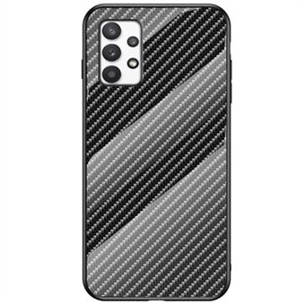 Carbon Fiber Texture Tempered Glass Back PC+TPU Cover Anti-fingerprint Scratch-resistant Phone Case for Samsung Galaxy A53 5G