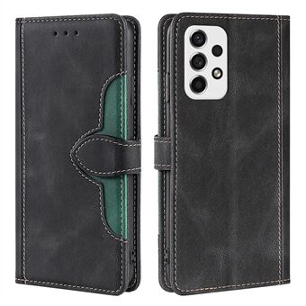 Stylish Bi-color Splicing Fall-proof PU Leather Folio Flip Wallet Stand Phone Case Cover for Samsung Galaxy A53 5G