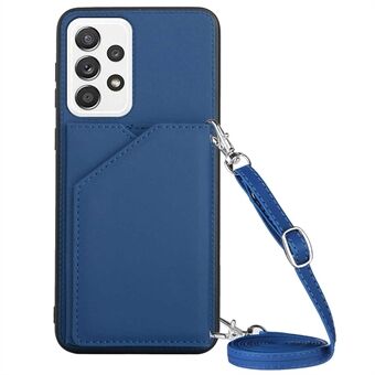 YB-1 Series Phone Cover for Samsung Galaxy A53 5G, Drop Protection PU Leather Coated TPU Kickstand Back Card Holder Case with Shoulder Strap