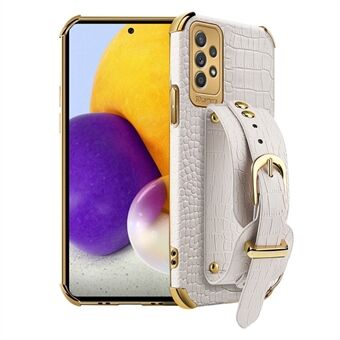 For Samsung Galaxy A53 5G Fashionable Protection Phone Cover Crocodile Texture Kickstand Electroplating Precise Cutout PU Leather Coated TPU Flexible Phone Case