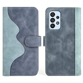 Splicing Design Cell Phone Case for Samsung Galaxy A53 5G Leather Wallet Style Folio Flip Anti-fall Phone Shell with Stand