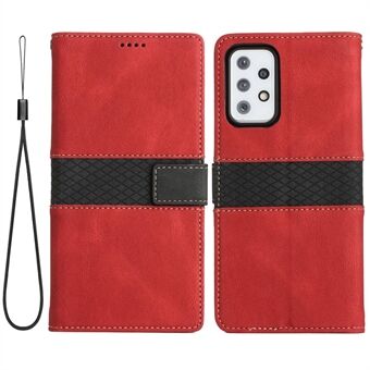 For Samsung Galaxy A53 5G Grid Splicing Design PU Leather Mobile Phone Shell Magnetic Clasp Drop-proof Case with Stand Wallet