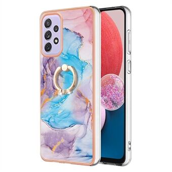 For Samsung Galaxy A53 5G YB IMD Series-6 Marble Pattern TPU Cellphone Case with Ring Kickstand IMD Back Cover