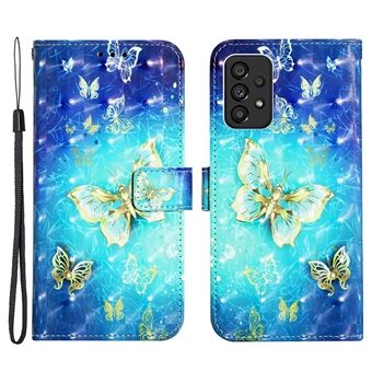 For Samsung Galaxy A53 5G YB Pattern Printing Leather Series-2 3D Creative Pattern Case Light Spot Decor PU Leather Stand Flip Wallet Cover with Strap