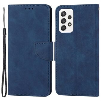 For Samsung Galaxy A53 5G Drop-proof Solid Color Calf Textured Magnetic Clasp PU Leather Case Wallet Stand Anti-scratch Phone Cover