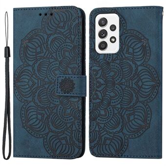 For Samsung Galaxy A53 5G Mandala Flower Imprinted PU Leather Anti-scratch Protective Phone Case with Stand Wallet