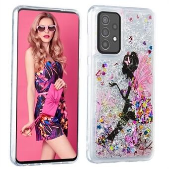 For Samsung Galaxy A53 5G Moving Shiny Quicksand Glitter Case Embossment Pattern TPU Protective Cover - High