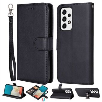 For Samsung Galaxy A53 5G KT Leather Series-3 Detachable 2-in-1 Stand Wallet Magnetic Clasp Case PU Leather Phone Cover with Strap