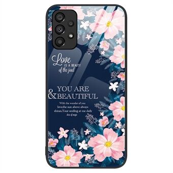 For Samsung Galaxy A53 5G Tempered Glass Pattern Printing Slim Case Hard PC Soft TPU Anti-Scratch Cover