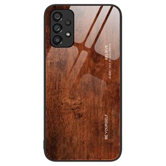 For Samsung Galaxy A53 5G Wooden Pattern Precise Cutout Cover Tempered Glass + TPU Anti-scratch Phone Case