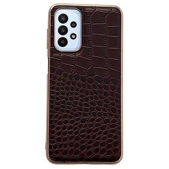 Gold Crocodile Series Phone Case for Samsung Galaxy A53 5G, TPU+PC+Genuine Cowhide Leather Cover