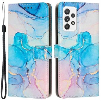 For Samsung Galaxy A53 5G Marble Pattern Printing PU Leather Phone Protective Case Flip Stand Wallet Drop-proof Cover