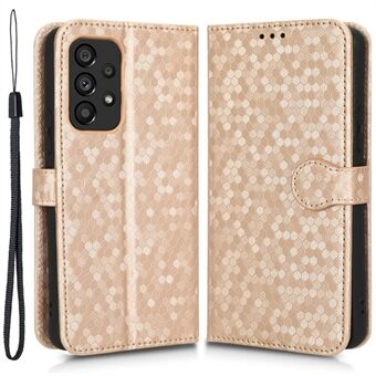 For Samsung Galaxy A53 5G Shockproof PU Leather Phone Cover Dot Pattern Imprinted Flip Wallet Stand Magnetic Phone Case with Strap