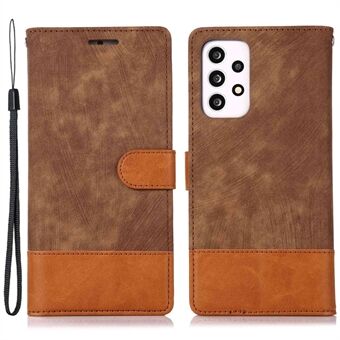 For Samsung Galaxy A53 5G Color Splicing Wallet Phone Case Skin-Touch Feeling PU Leather+TPU Flip Stand Cover