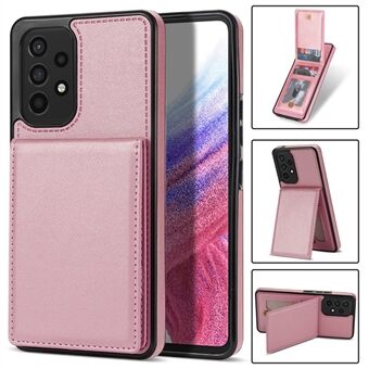 Solid Color Phone Case for Samsung Galaxy A53 5G, Kickstand Design Bump Proof Back Cover RFID Blocking Multiple Card Slots Vertical Flip PU Leather Coated TPU Shell