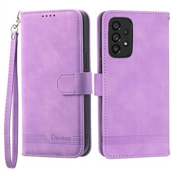 DIERFENG DF-03 Phone Wallet Case for Samsung Galaxy A53 5G, PU Leather Stand Lines Imprinted Phone Cover